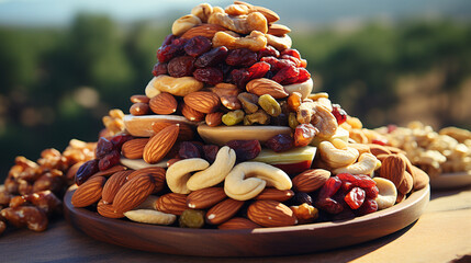 nuts and dried fruits HD 8K wallpaper Stock Photographic Image