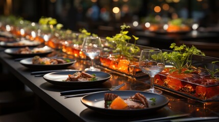 Transparent glass plates are used on the dining tables of high - end restaurants