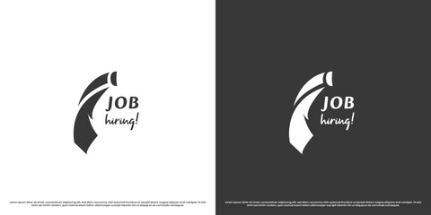 Job hiring tie logo design illustration. Creative flat simple modern minimalist worker tie shadow silhouette. Symbol icon looking for job recruitment vacancy company businessman employee career.