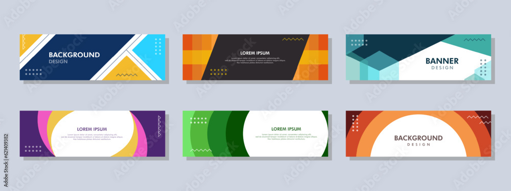 Wall mural abstract banner design. vector shaped background. modern graphic template banner pattern for social 