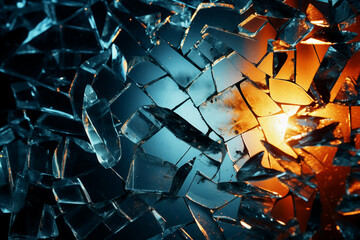 close-up view of the broken glass, Generative Ai