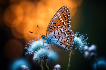 Fototapeta na wymiar A butterfly that is sitting on a flower. Generative AI image.