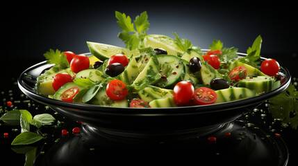 fresh salad with tomatoes  HD 8K wallpaper Stock Photographic Image