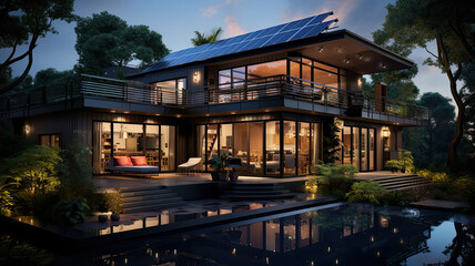 Solar Rooftop House,ai generator