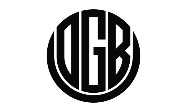 OGB shield in circle logo design vector template. lettermrk, wordmark, monogram symbol on white background.	