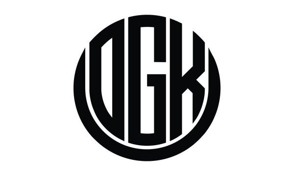 OGK shield in circle logo design vector template. lettermrk, wordmark, monogram symbol on white background.	