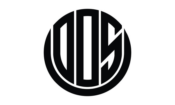 OOS shield in circle logo design vector template. lettermrk, wordmark, monogram symbol on white background.	