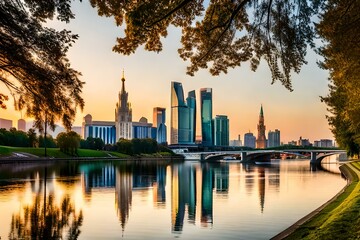 Obraz premium evening in the city vGenerative AI