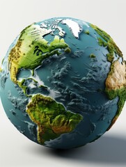 Fototapeta premium 3d animated globe earth, mountains, trees, vegetation, rivers, topography, ultra detailed, black background