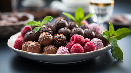 chocolate and strawberry  HD 8K wallpaper Stock Photographic Image