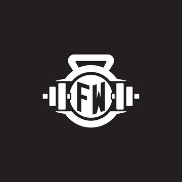 Initial FW logo design ideas with simple dumbbell and kettlebell icon