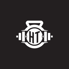 Initial HT logo design ideas with simple dumbbell and kettlebell icon