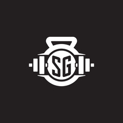 Initial SG logo design ideas with simple dumbbell and kettlebell icon