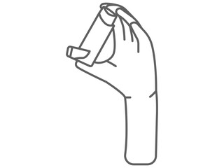 icon symbol for asthma, hand holding inhaler symbol