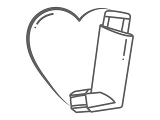 icon symbol for asthma, love frame inhaler icon