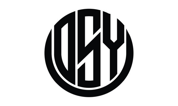 OSY shield in circle logo design vector template. lettermrk, wordmark, monogram symbol on white background.	