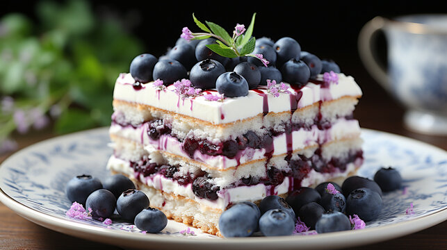 cheesecake with blueberries  HD 8K wallpaper Stock Photographic Image