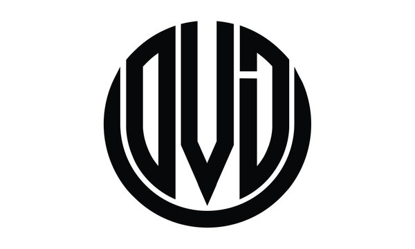 OVD shield in circle logo design vector template. lettermrk, wordmark, monogram symbol on white background.	