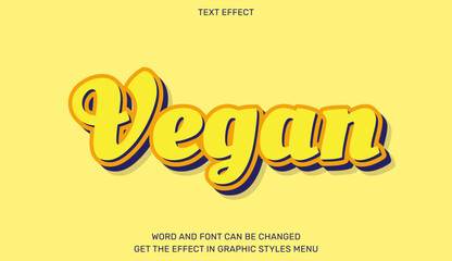 Vegan text effect in 3d style. Text emblem for advertising, branding, business logo