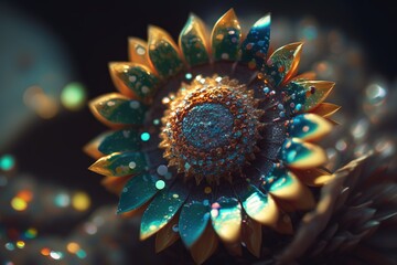 Bright psychedelic sunflower, generative AI
