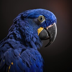 giant blue macaw from amazon, framed blue macaw, closeup of a blue macaw, generative AI