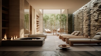 Spa retreat within the villa, complete with a sauna, steam room, massage rooms, and a relaxation lounge.