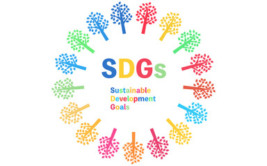 SDGsのカラフルな木と文字のイメージロゴ