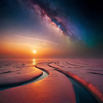 Universum, Himmel und Sterne: Erforsche eine majest&auml;tische, unendliche und surreal leuchtende kosmische Landschaft