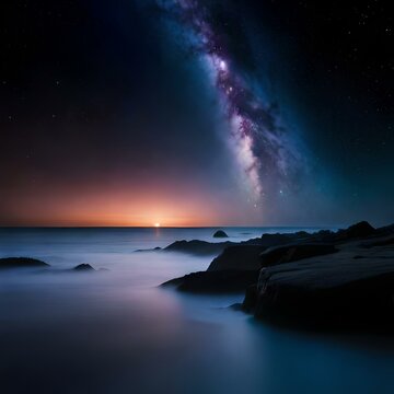 Universum, Himmel und Sterne: Erforsche eine majest&auml;tische, unendliche und surreal leuchtende kosmische Landschaft