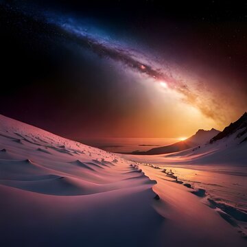 Universum, Himmel und Sterne: Erforsche eine majest&auml;tische, unendliche und surreal leuchtende kosmische Landschaft