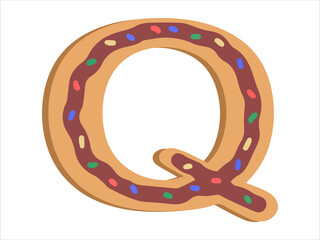 Obraz premium Alphabet Letter Q with Donut Illustration