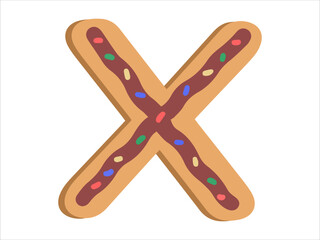 Alphabet Letter X with Donut Illustration