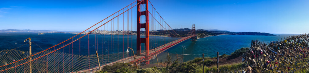 San Francisco Bay and city view with Golden Gate Bridge