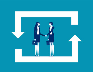 Completion of a transaction . Business exchange vector illustration