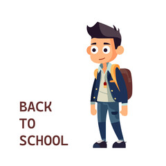 student boy go to school character vector
