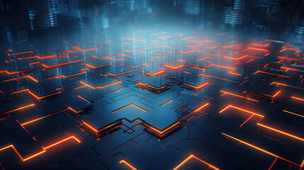 Technology abstract background. Digital line dot and colorful bokeh. Graphic design. Generative ai