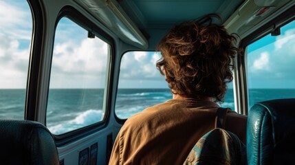 passenger on a bus in a coastal area generative ai