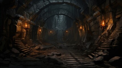 Fototapeta premium Underground Dungeons Game Art