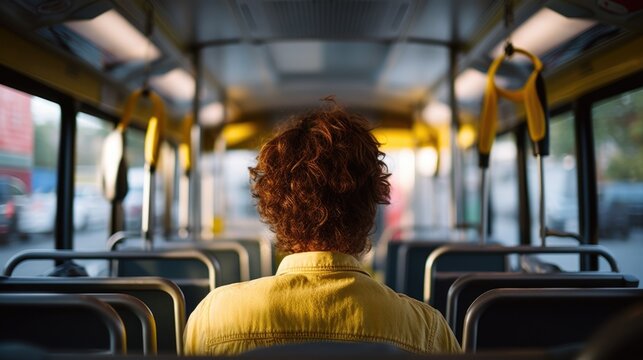 passenger on a bus in a small town generative ai