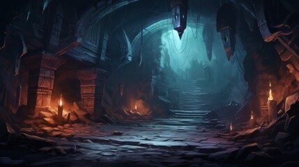 Obraz premium Underground Dungeons Game Art
