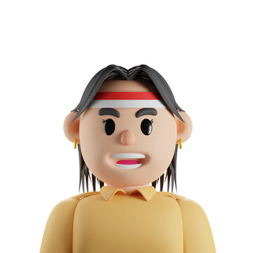 VETERAN FEMALE INDONESIAN INDEPENDENCE DAY 3D RENDER