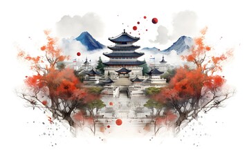 august 15th, korean independence day, watercolor style for tshirt, mug, pillow, tumbler, poster