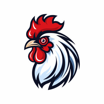 Rooster head vector logo template. Rooster head mascot for sport team