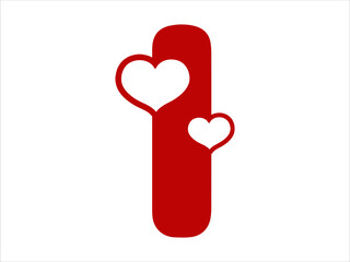 Heart Alphabet Letter I Illustration
