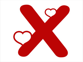 Obraz premium Heart Alphabet Letter X Illustration