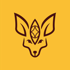 Fototapeta premium Outline Fox and Star Eye Animal Design Minimalist Logo Concept