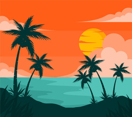 Fototapeta na wymiar palm tree on the beach beautiful background
