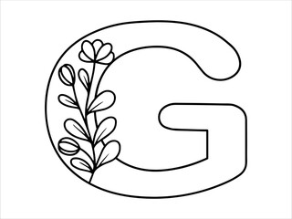 Botanical Leaf Alphabet Letter G Illustration