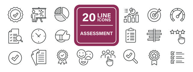 Assessment line icons. Editable stroke. For website marketing design, logo, app, template, ui, etc. Vector illustration.