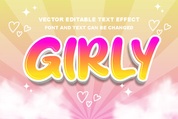 girly pink beauty feminine cute kawai collorful editable text effect font style template design background